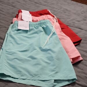 Mens 3 Pcs.Stylish  Swimwear Red, Pink, and Mint,lined